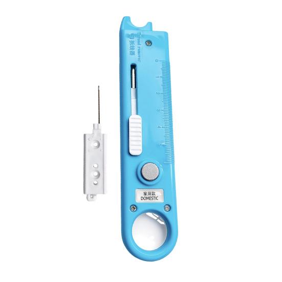 Einfädler mit Skala 1/2 Stück 4-in-1 Nähwerkzeug Nahttrenner, Lupe & Skala, Multifunktionales magnetisches Einfädelgerät für Industrie und Haushalt, Zubehör 1pc blue