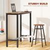 Rectangular Bar Table, Wood Effect Pub Coffee Table for Small Space, Breakfast Dining, Kitchen, Industrial, Rustic Brown