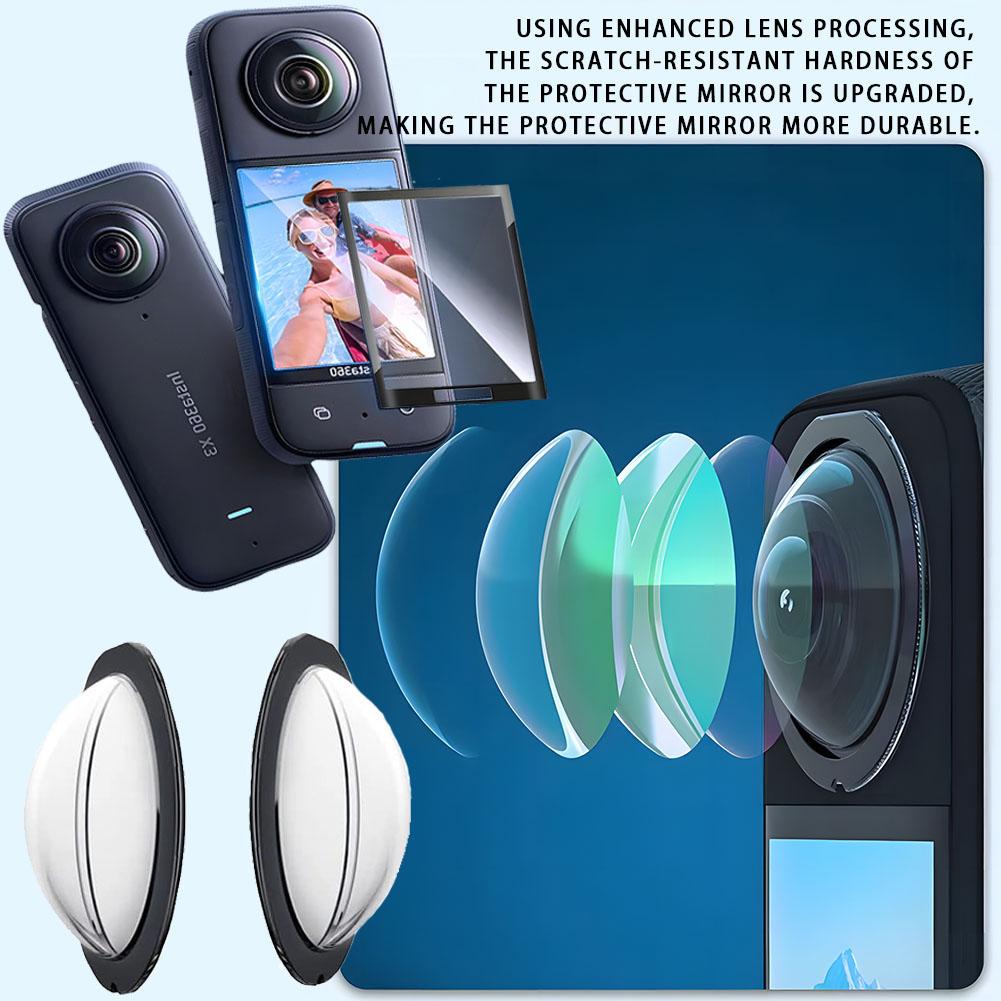 Für Insta 360 X3 Objektivschutzfolie Set, Kratzfeste Objektivschützer Dual-Objektiv 360 Mod für Insta360 X3 Zubehör