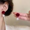 Korean Flocked Flower Pear Earings Fashion Jewelry Elegant Bowknot Rose Earrings for Women Stud Earrings Pendientes Gifts