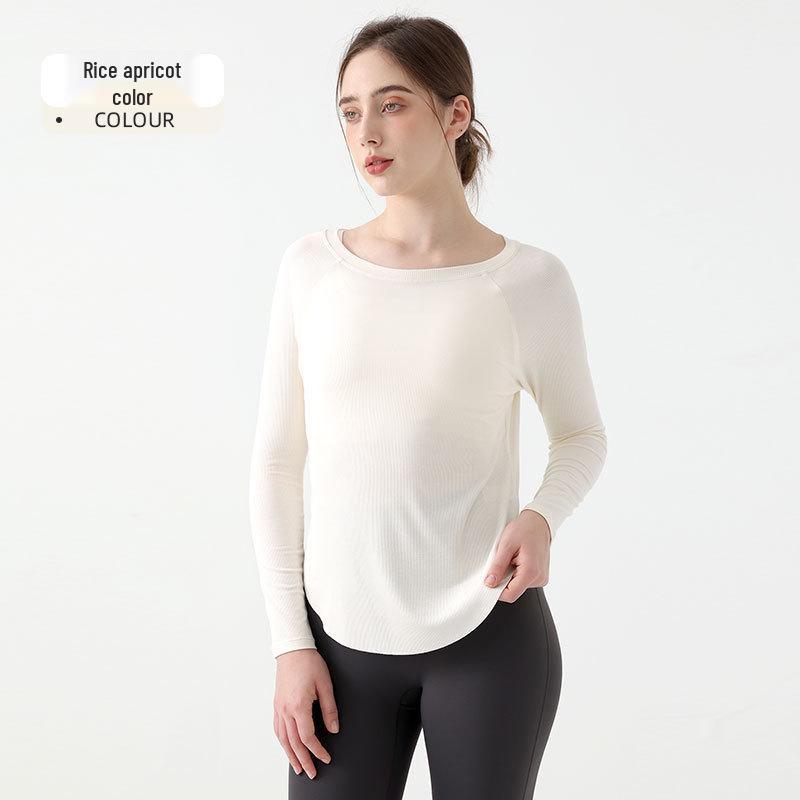 

Женский летний топ с длинным рукавом и открытыми плечами для йоги - Ощущение обнаженности, Свободный крой, Драпированный дизайн, Футболка для фитнеса S (4-6)