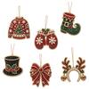 Seasonal Festive Hanging Decor 6 Pcs Christmas DIY Faux Pearl Painting Kit Ornaments, Rhinestone Art Party Decorative Supplies Tree Decoration