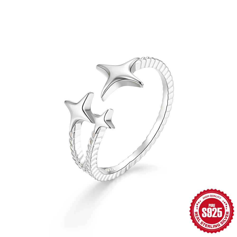 

S925 стерлингового серебра простой цвет циркония кулон свежий и универсальный персонализированный модный Ins открытие регулируемое кольцо Opening Adjustable