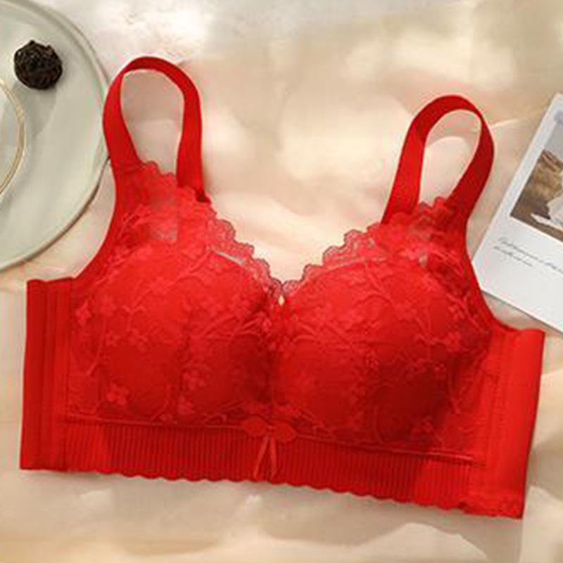 Lace Push-Up Wireless Bra - Skin-Friendly & Breathable with Adjustable Lift for Small Busts 34