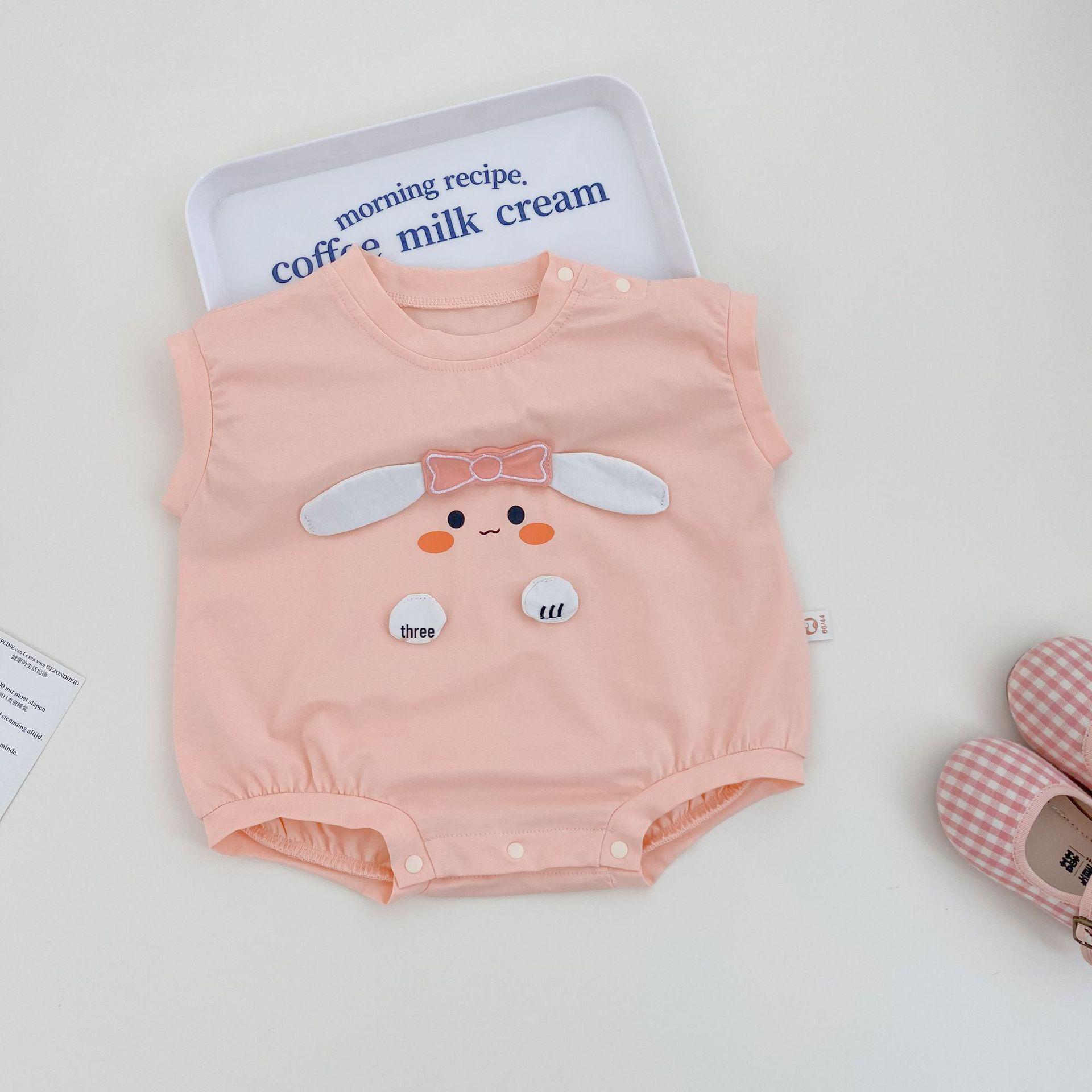 Girls Korean Style Cartoon Summer Romper Bodysuit 73 cm
