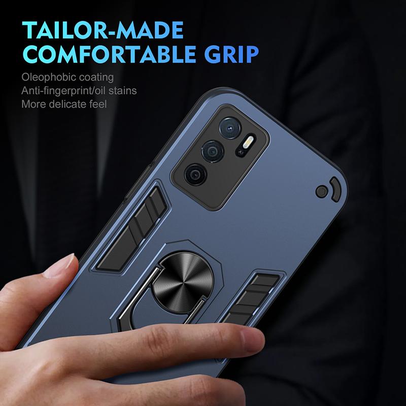 Armor Case For OPPO A16 A16S A17 A17K A18 A36 A38 Full Body Rugged Protective Car Magnetic Ring Stand Hard Phone Cover