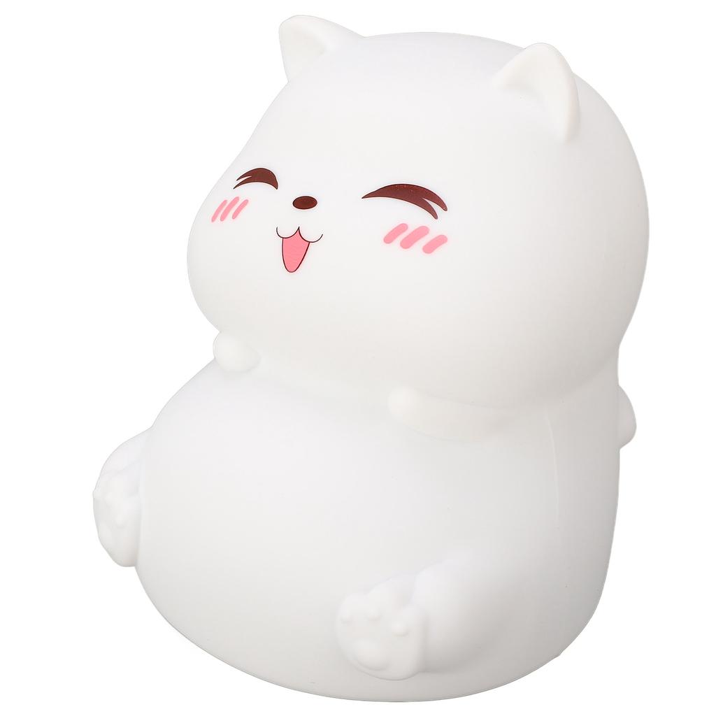 Silicone Night Lamp Cute Cat Tap Control   Color Rechargeable Soft Night Light for Bedroom