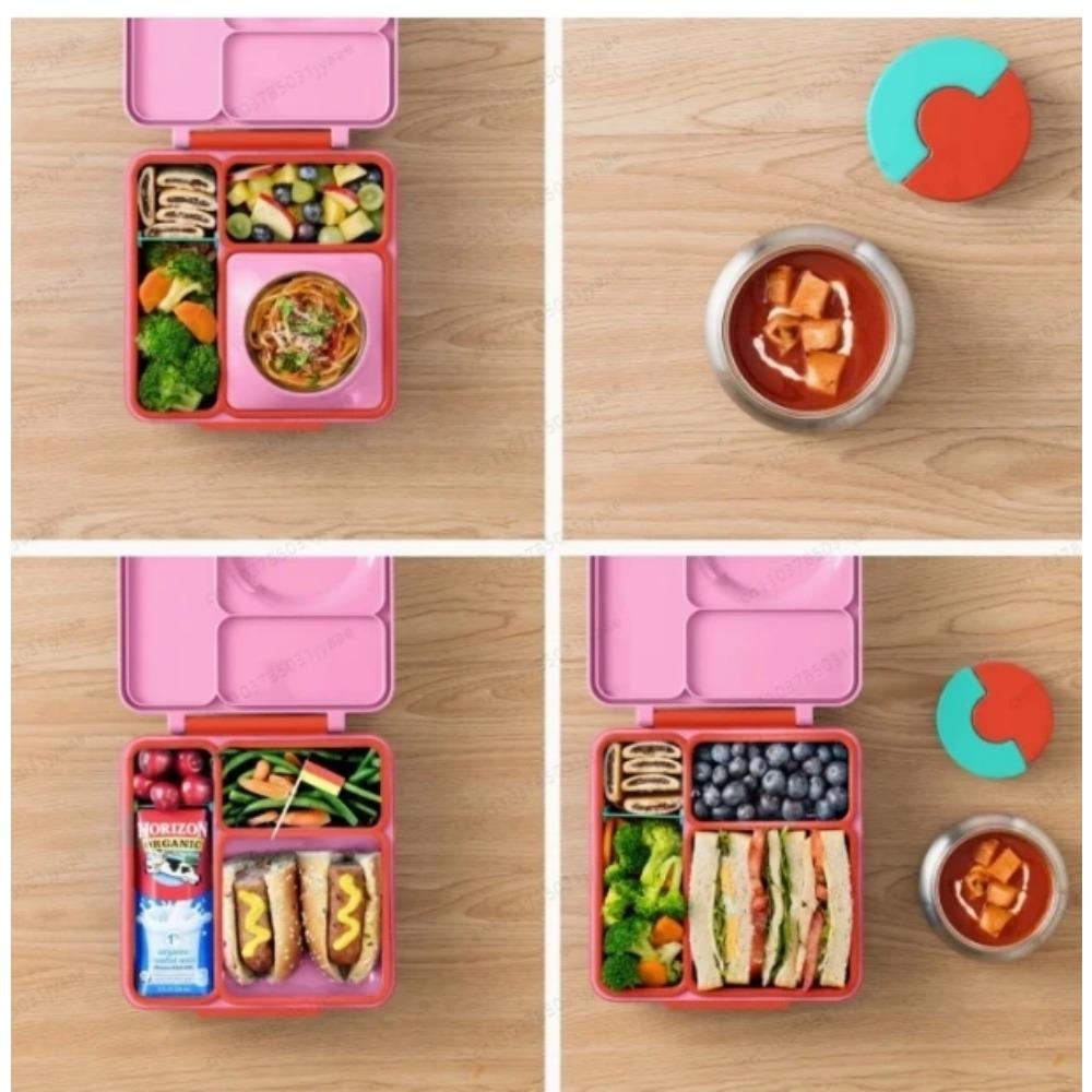 New  Stainless Steel Bowl Lunch Box Plastic Dinner Plate Compartment Bento Box Kids Office Lunch Breakfast Box