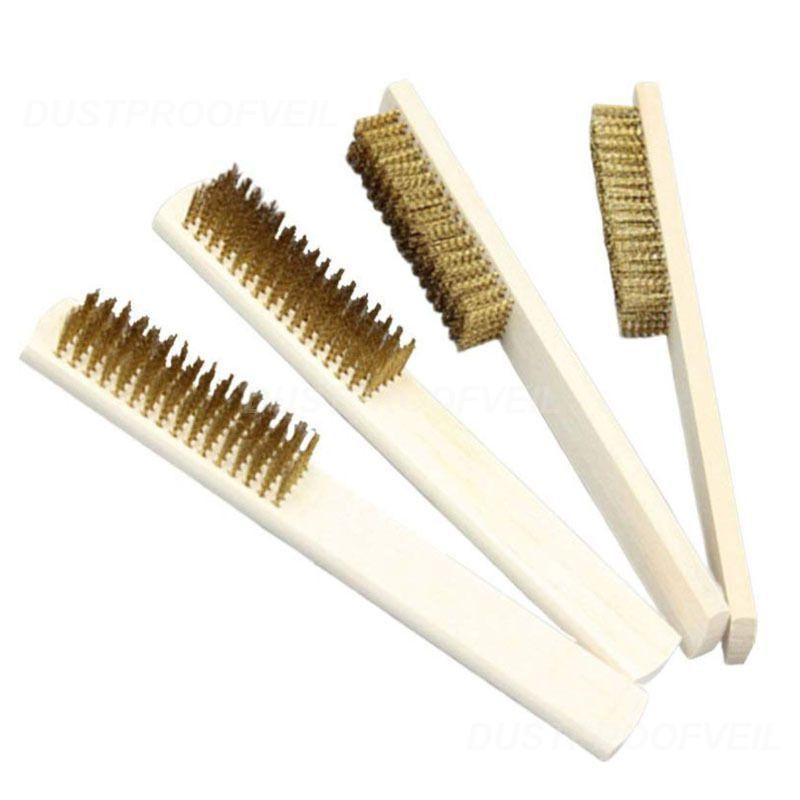 1~10PCS Polishing Grinding Brass Copper Wire Brush Steel Brush With Wooden Handle Nylon Wire Brush For Jewelry Rust Paint