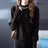 French Sweater Women's Half Turtleneck Beaded Knitted Sweater Women's Autumn and Winter Ruffle Fringed Long-sleeved Pullover