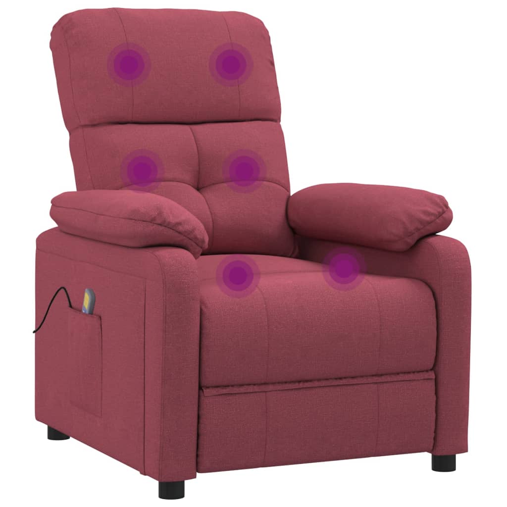 Massage Chair Burgundy Fabric