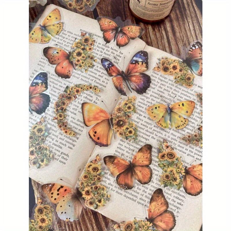 1pack/30pcs Butterfly, Moon & Floral Collage Waterproof Stickers For Diy Notebook Decoration, Scrapbooking, Photo Album Back To School