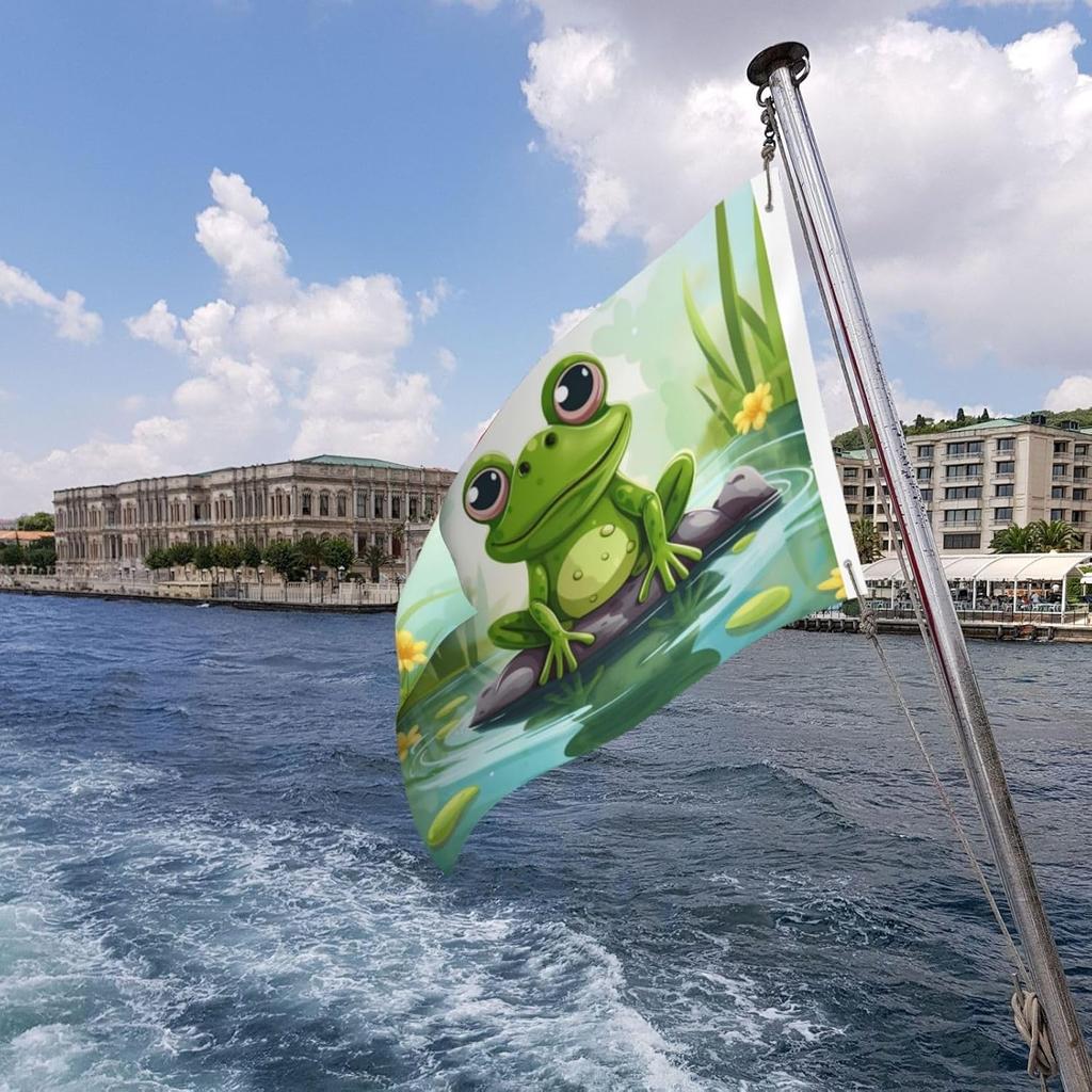 OUSIKA Flag 2x3 FT Garden Flag for Outside Frog in a pond Double Sided Holiday Flag Heavy Duty Large Banner with Brass Grommets Fade-Resistant