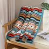 1pc Nordic Color Stripe Printed Bohemian Style Fleece Blanket, Double Layer Thickened Warm Blanket, For Sofa Couch Bed Camping