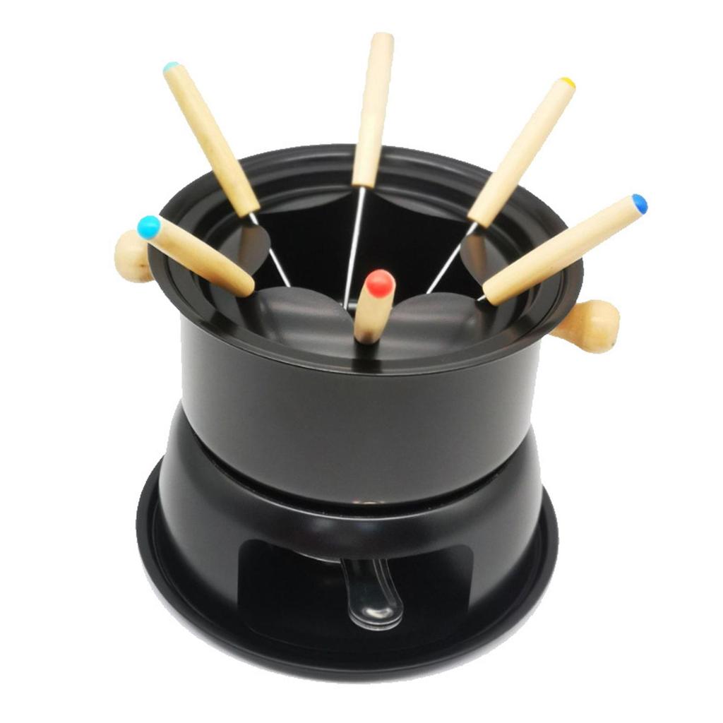 Removable Fondue Set easy to clean with 6 Forks Pot for Chocolate Sauces Caramel