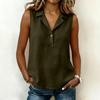 Women’s Sleeveless Collared Shirt Casual Relaxed Fit Solid Button Front Blouse Lightweight Summer T Shirt Top for Daily Office Wear