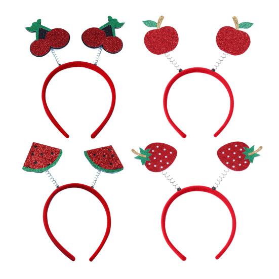 4Pcs Fruit Decor Headbands Cartoon Watermelon Cherry Strawberry Headpiece Spring Design Hair Hoop Headdress