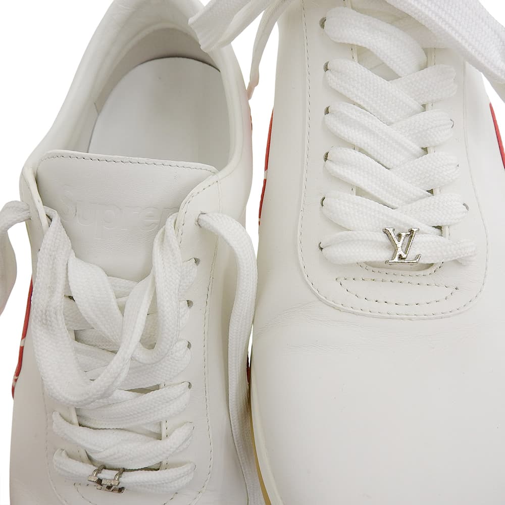 LOUIS VUITTON Runaway Sneakers, Men's Leather, White and Red, Size 6 1/2 shoes White / red leatherUsed