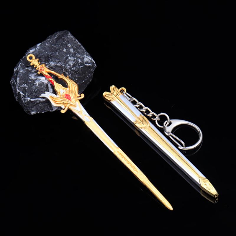 1Pcs Unopened Blade Pendant Keyring Zinc Alloy Metal  Of Famous Ancient Sword Keychain Charms Children'S Gifts
