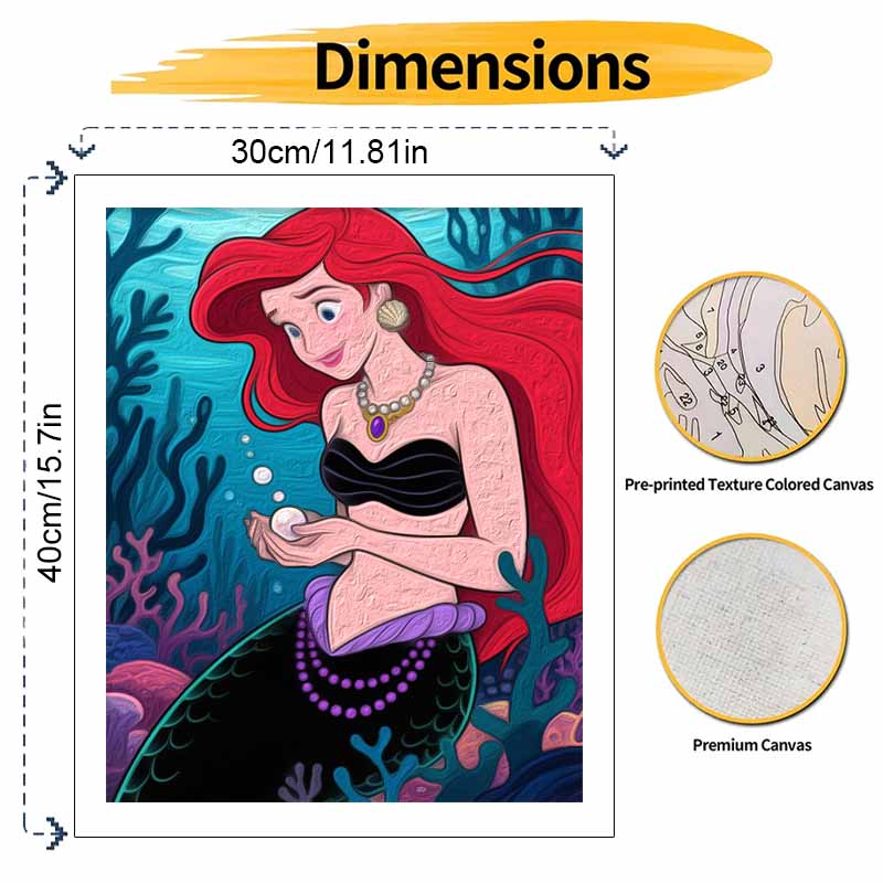 Disney The Little Mermaid Ariel oil painting art kit handmade painting diy home decoration