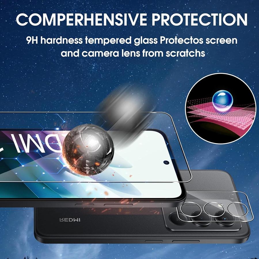 3+3 6IN1 Φιλμ Προστασίας Φακού + Προστατευτικό Οθόνης από Σκληρυμένο Γυαλί 9H για Redmi 15 15C 4G 5G Xiaomi POCO C85