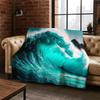 Blaue Meereswellen Landschaft Flanelldecke Weiche Warme Überwurfdecke für Schlafzimmer Wohnzimmer Bett Reise Camping Picknick Geschenk Kinder