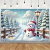 Charming Snowmen and Winter Landscape Wall Decorations - Multi-functional Polyester Background, Party Decoration