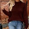 BITCED Women's Casual Loungewear Sweater Autumn/Winter Solid Colour Fashion Long-Sleeved Pullover Knit Sweater