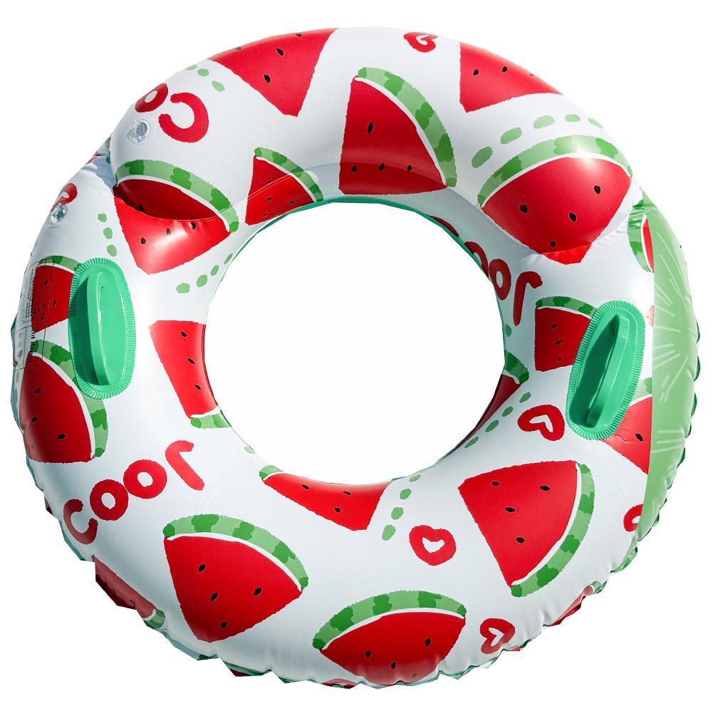 Inflatable Swim Ring Pool Floating Rings Watermelon Pattern Swimming Rings Floaties with Handle Swim Float Tube Pool Accessories