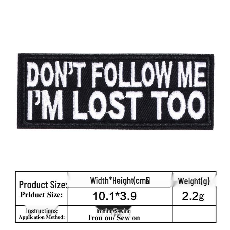 Vtipné černobílé vyšívané anglické písmenkové nášivky na oblečení