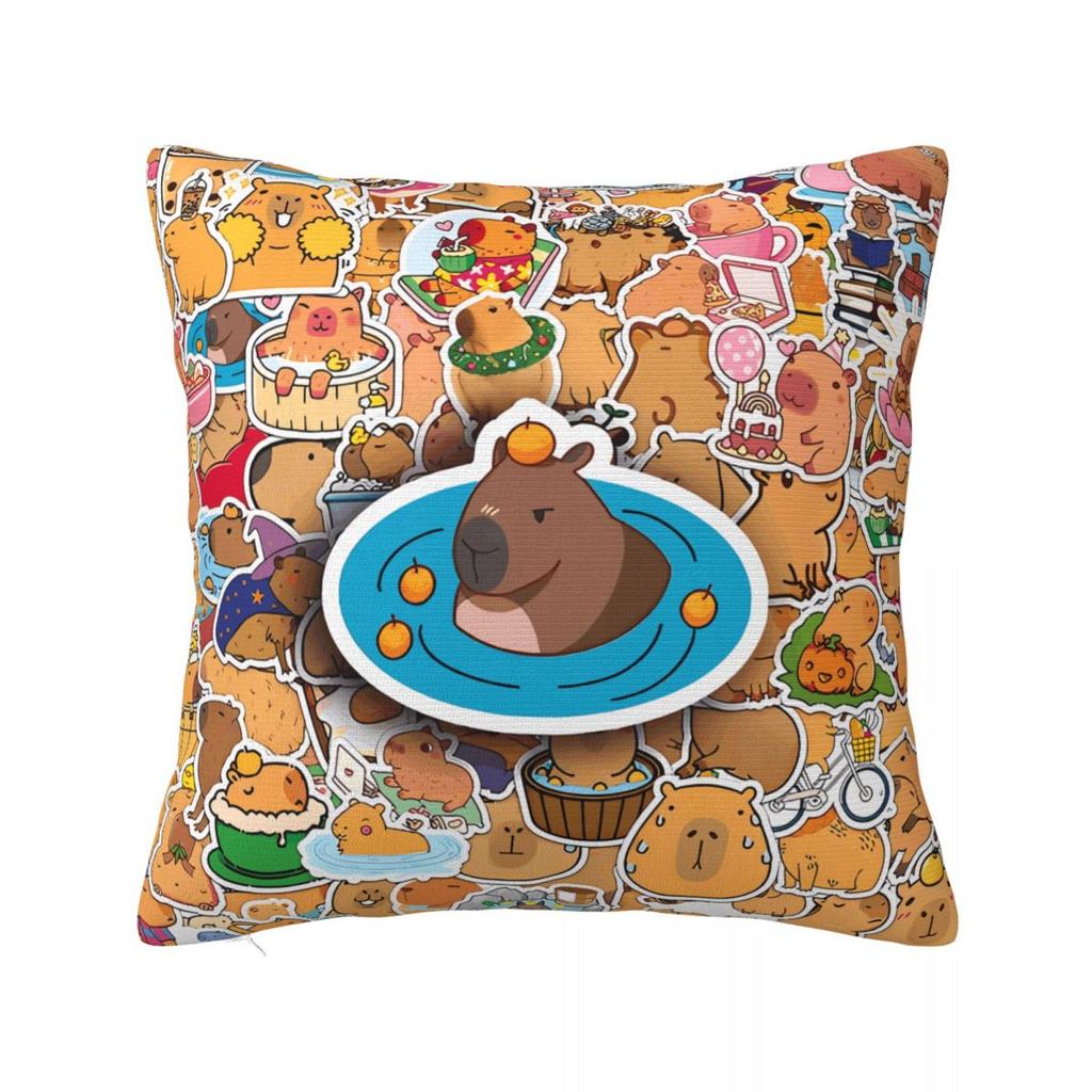 Cute Capybara Pillow Cover Kawaii Pillow Case For Office Car Home Decorative Cushion Cover Polyester Printed Pillowcases Gift