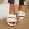 Fashion Women Shoes Luxury Home Fur Slippers Women Winter Indoor Cozy Open Toe Fluffy Slides Woman Comfortable Plush Warm House Slippers