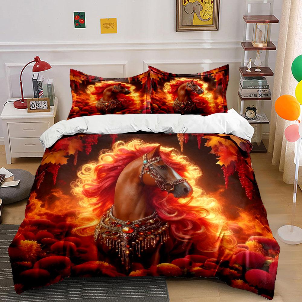 Elegant Horse Decor Set Multiple Sizes Kid'S And Adults' Bedroom Exquisite 3Pc Bedding Set, Gift
