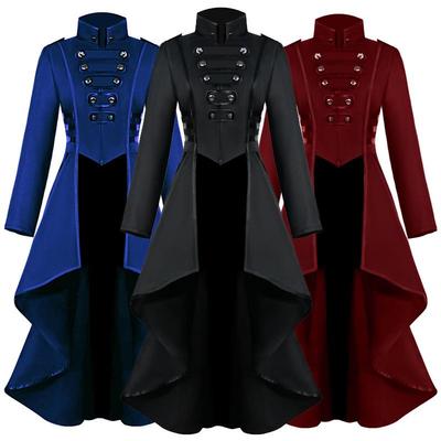 2024 Women's Halloween Medieval Tailcoat with Irregular Hem and Lapel