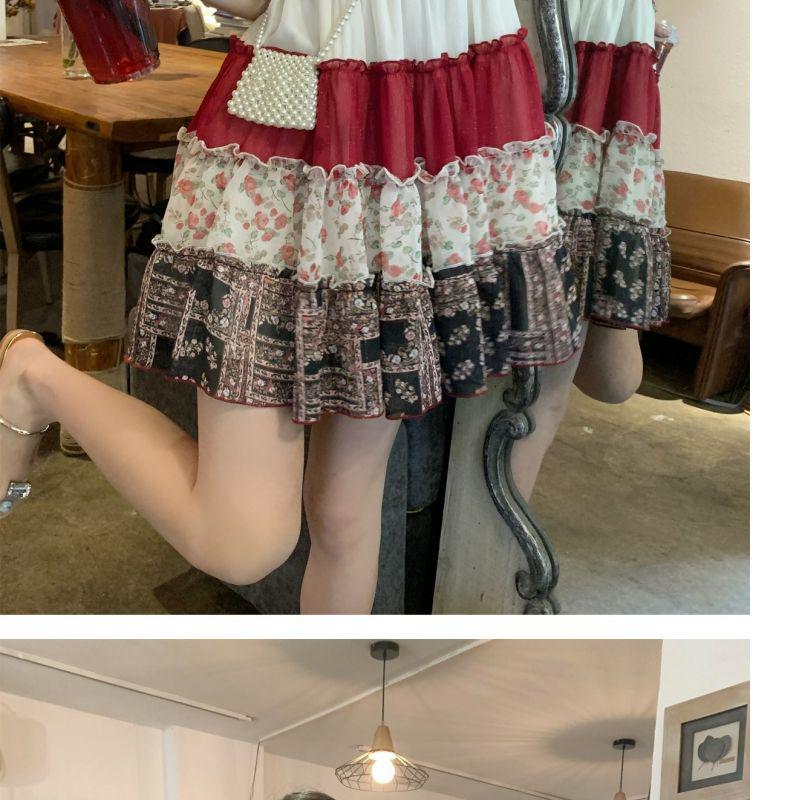 2026 Retro Floral Chiffon Sling Dress for Petite Women