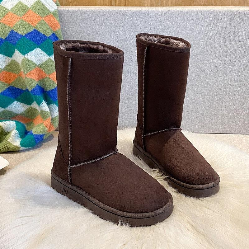 Cm boots cotton shoes women can't wear knee boots in winter long boots flat-bottomed velvet thickened boots high boots snow boots