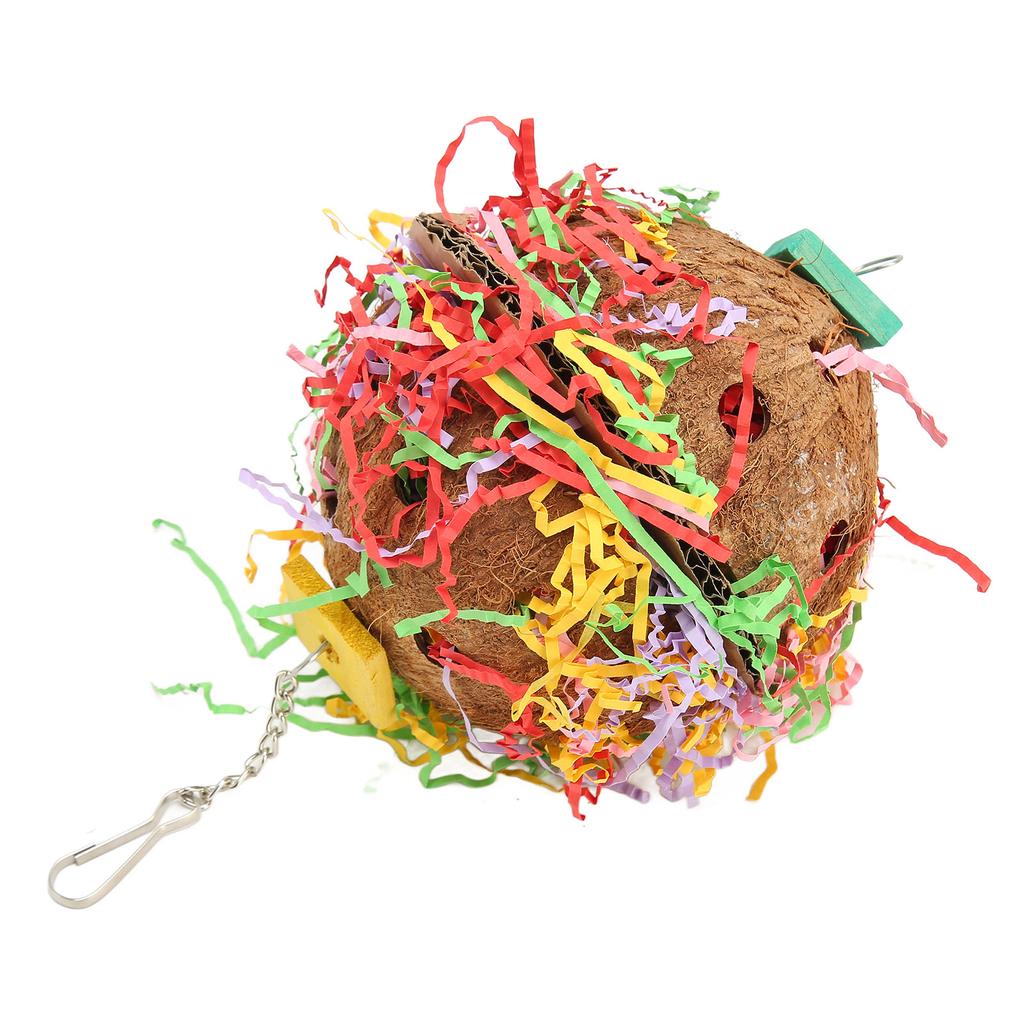 Kokosnussschale Vogel Schredderspielzeug Bunt Bissfest Papagei Futtersuch-Kauspielzeug für Wellensittiche