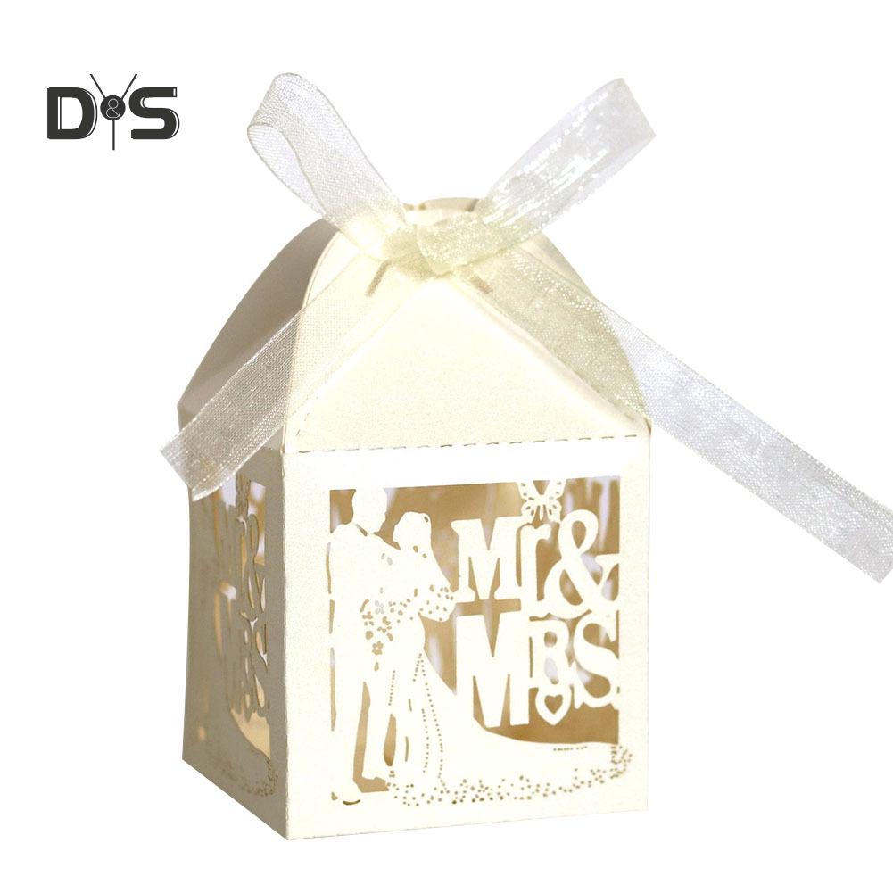 20 Stuks Uitsparing Vlinder Snoep Dozen Mr Mrs Favor Chocolade Case Party & Festival Benodigdheden