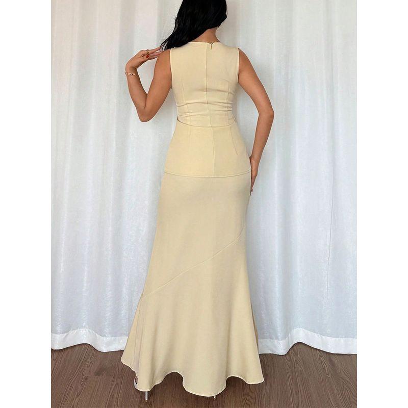 Tank Top and Skirt Set Western Style Fashion Temperament Sleeveless Vest Top Skirt Two-piece Set