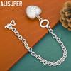 925 Sterling Silver Heart-Shaped Side Chain Romantic Bracelet Gift Jewelry