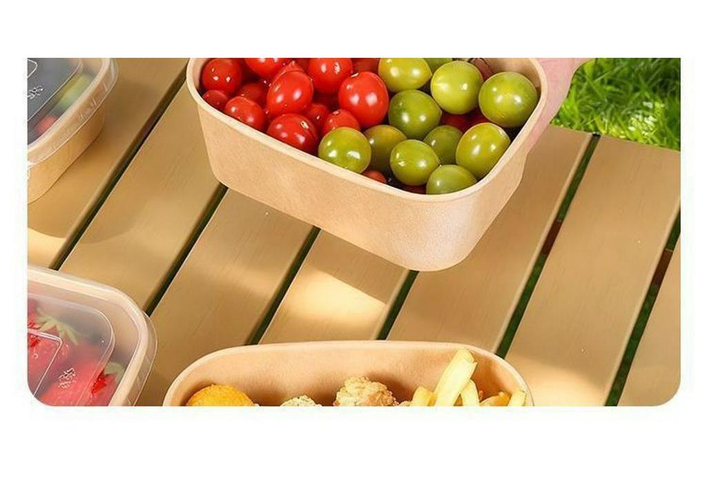Disposable Kraft Paper Lunch Box For Takeaway & Picnic