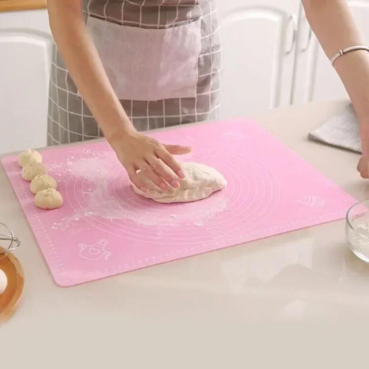 

Pastry Rolling Kneading Cooking Tool Non Stick Silicone Baking Mat Pizza Dough Maker Pad Kitchen 50x40cm рожевий