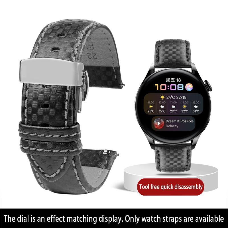 Calfskin strap Bracelet Carbonfiber Grain Watchband 18mm 20mm Red Orange Stitching Watch Band 21mm 22mm 23mm 24mm Watch Strap