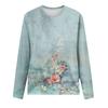 Women's Fashion Casual Long Sleeve Print Round Neck Pullover Top Blouse