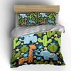 Cartoon Safari Animals & Cactus Bedding Duvet Cover Set  (1*Duvet Cover 2*Pillowcases, without duvet insert)