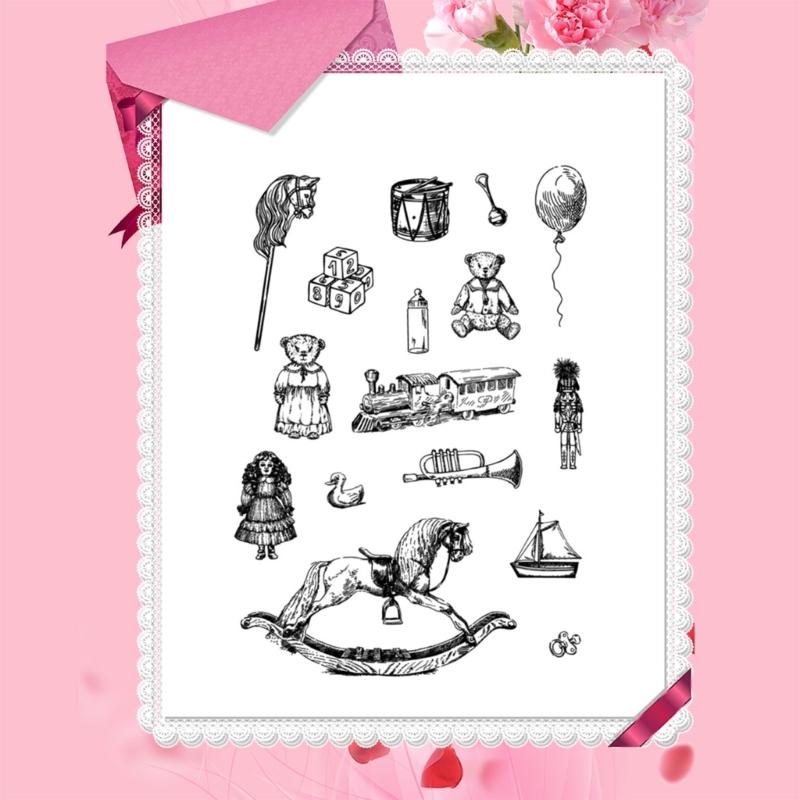Kids Toy Theme Clear Stamps Background Silicone Stamp for Card Making Scrapbooking Journal Planner Album Decoration