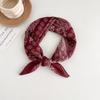 Japanese retro literary and artistic style 18 cotton and linen cashew flower silk scarf thin square scarf high-end fashion versatile accessories scarf