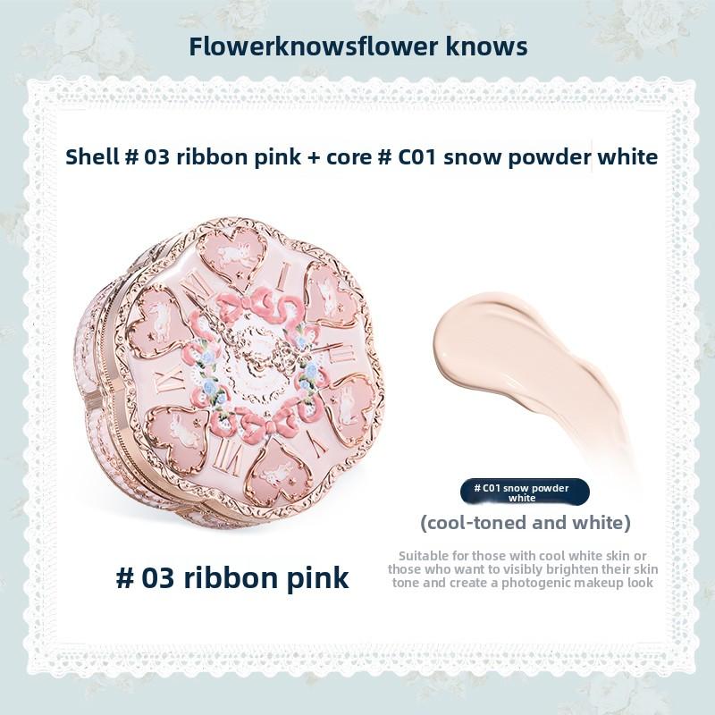 Flower Knows Make-up Base Garden Air Cushion Foundation CC Cream Hautfreundlicher Concealer Make-up Feuchtigkeitsspendend Natürliche Abdeckung