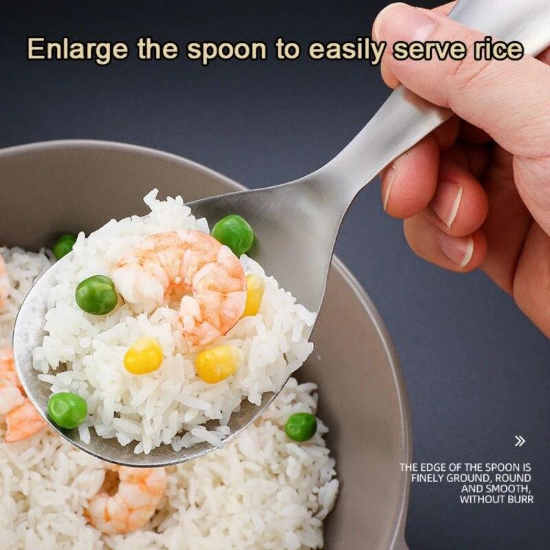 1Pc Prata Sopa Arroz Ocidental Restaurante Bar Café Público Colher Grande Aço Inoxidável Cabeça Redonda Buffet Servindo Colher