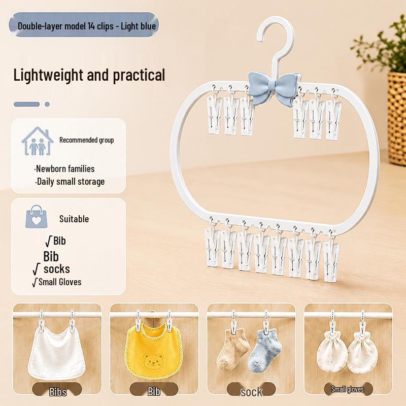 Baby Clothes & Sock Drying Rack | Multi-Clip Hanger for Bibs & Accessories